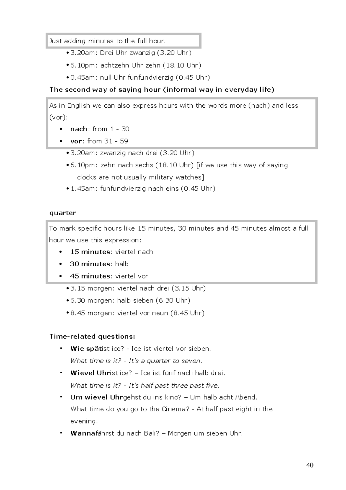 German grammar module-14 - 40 To mark specific hours like 15 minutes ...