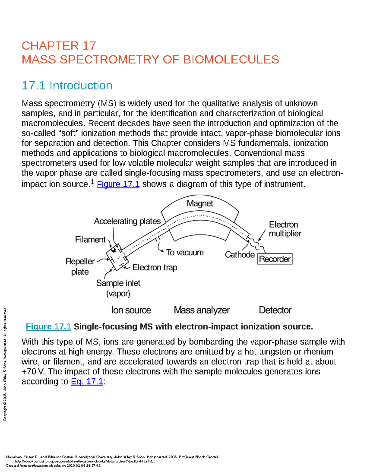 Bioanalytical Chemistry (17 Mass Spectrometry of Biomolecules