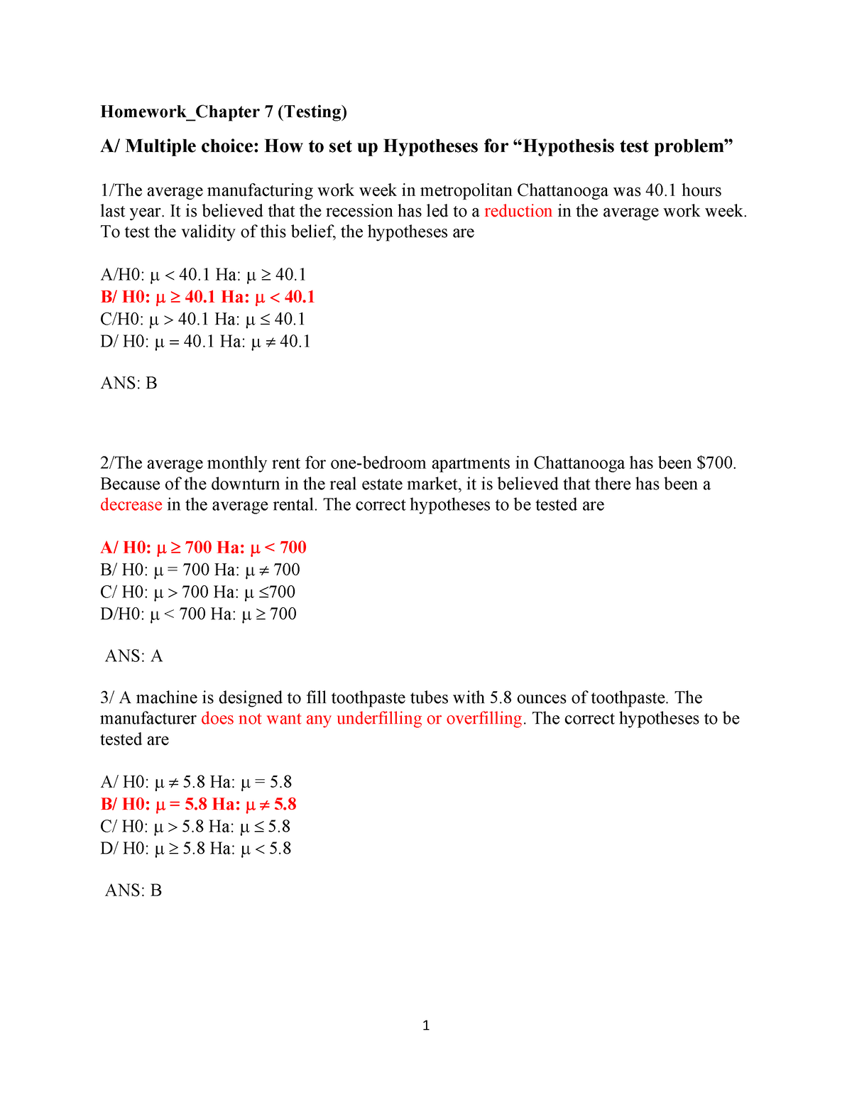 Homework Solution Chapters 7 8 - Homework_Chapter 7 (Testing) A ...