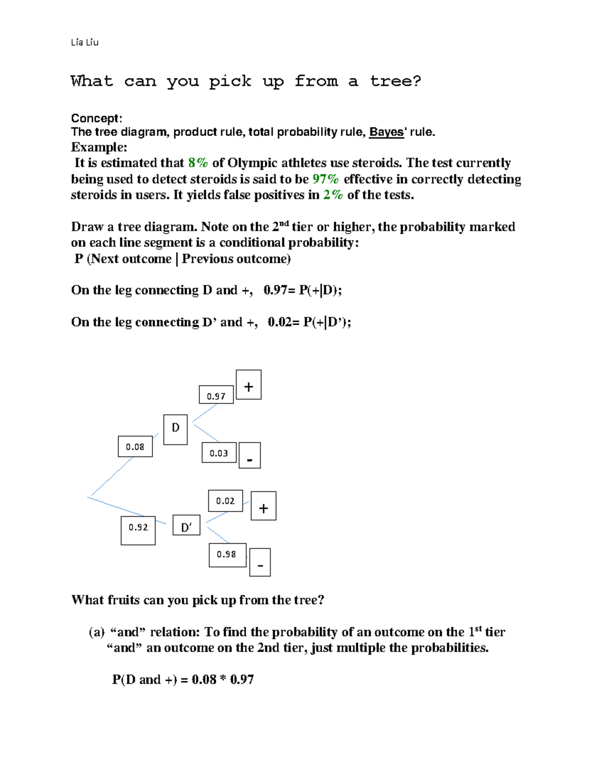 Tree Diagram - lecture notes questions - Lia Liu What can you pick up ...