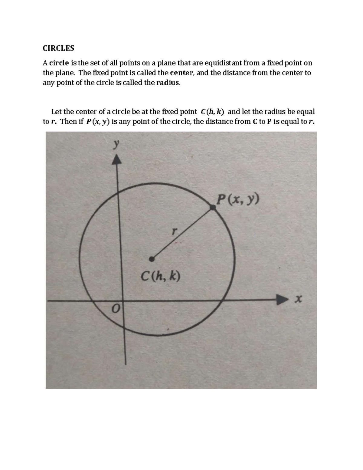 Circles Hello CIRCLES A circle is the set of all points on a plane