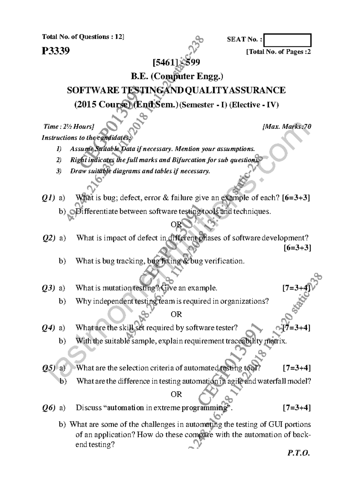 Semester 7 2018 november elective ii software testing and quality ...