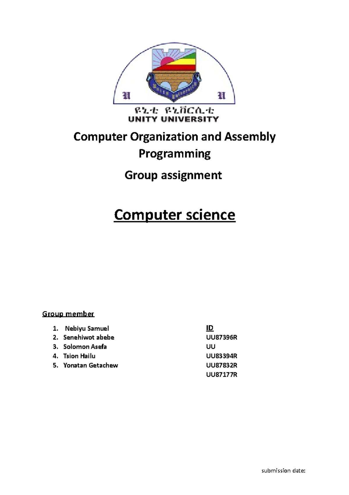 Assignment 1(COA)-final - Computer Organization and Assembly ...