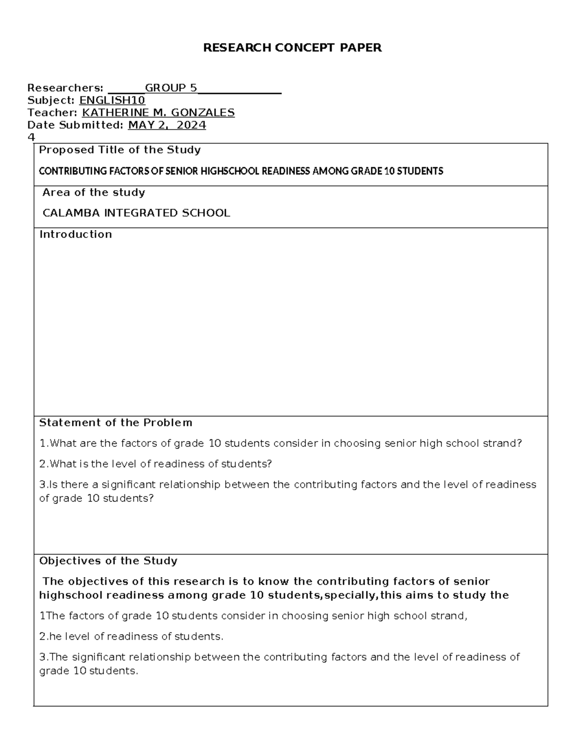 Concept - ugfguvfy - RESEARCH CONCEPT PAPER Researchers: GROUP 5 ...
