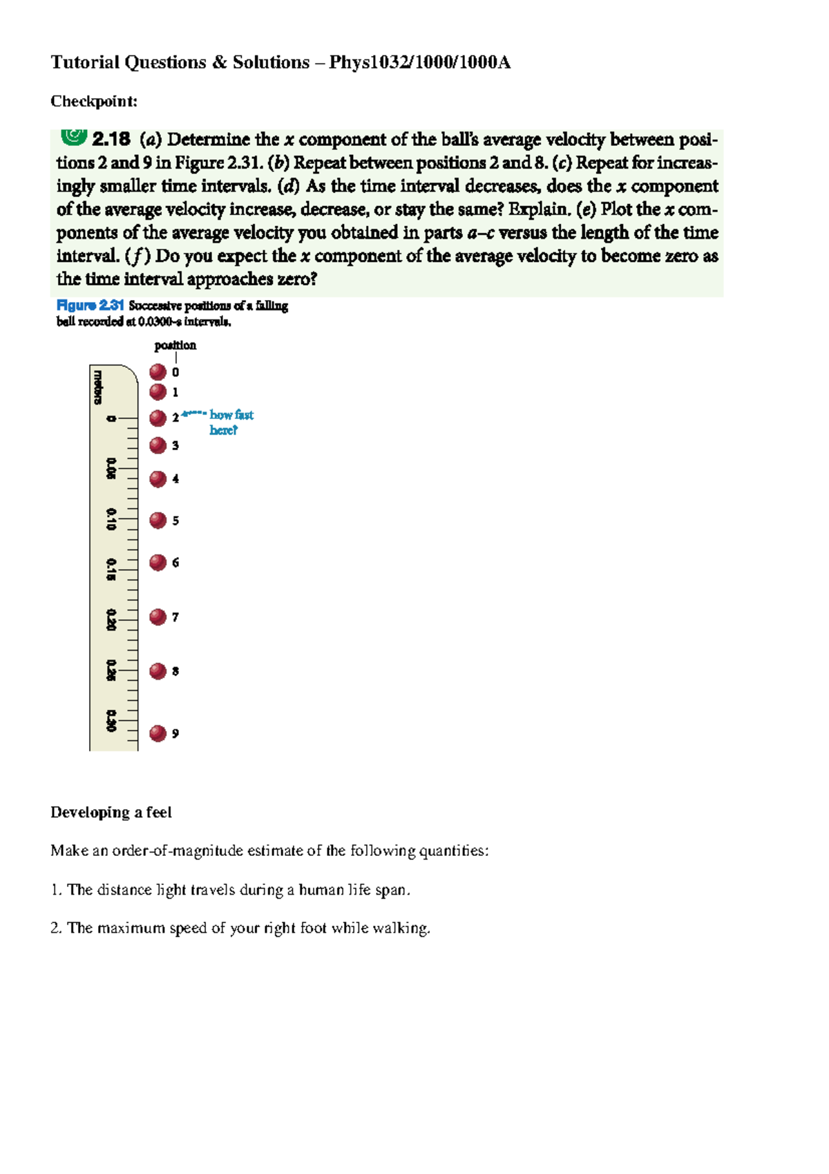 Ch2 Tut Problems - N/A - PHYS1000 - Tutorial Questions & Solutions ...