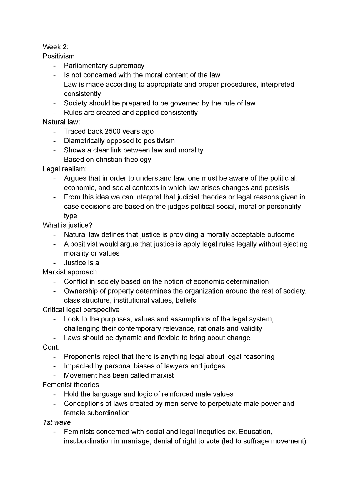 Intro to law - Week 2 Chapter 2 Lecture Notes - Week 2: Positivism ...