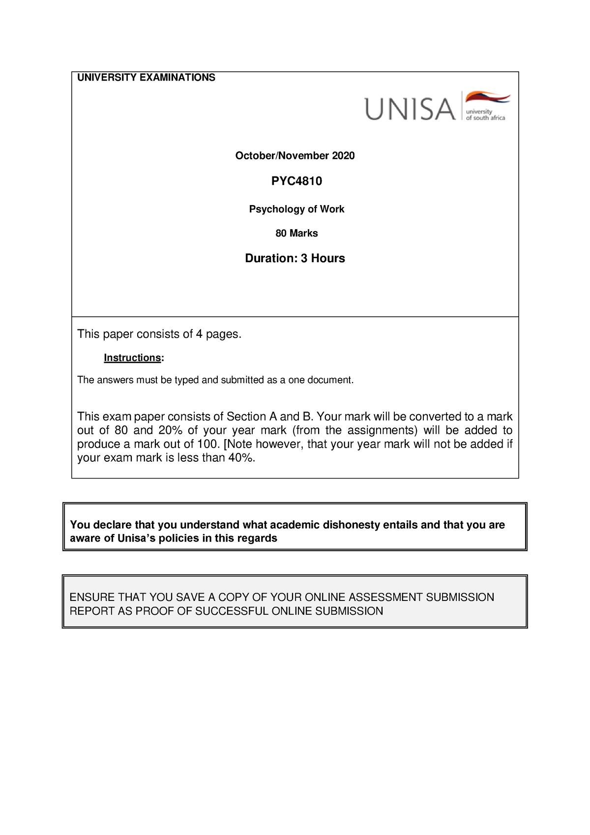 Exam Paper 4810 - UNIVERSITY EXAMINATIONS October/November 2020 PYC ...