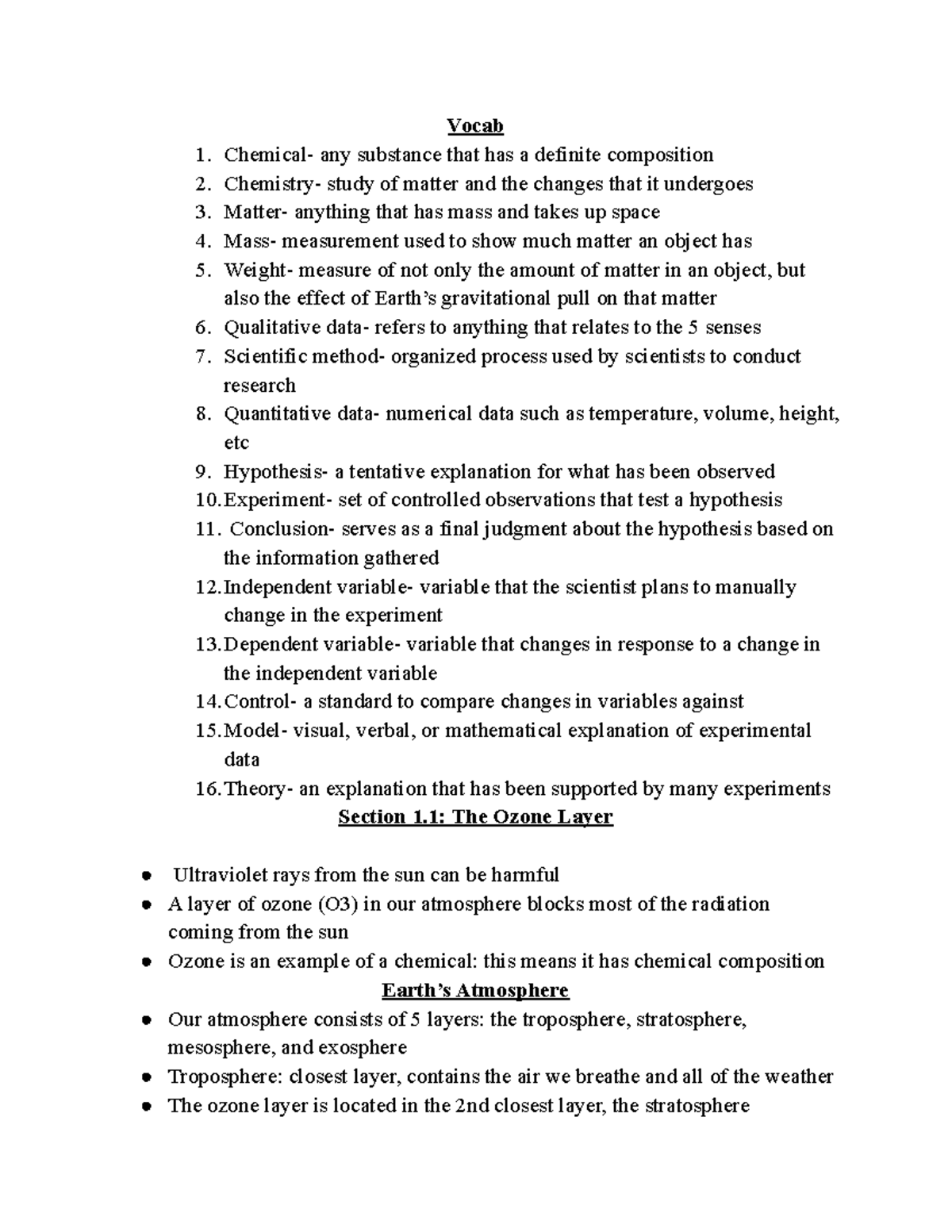 Chemistry Chap 1 Notes Vocab Chemical any substance that has a