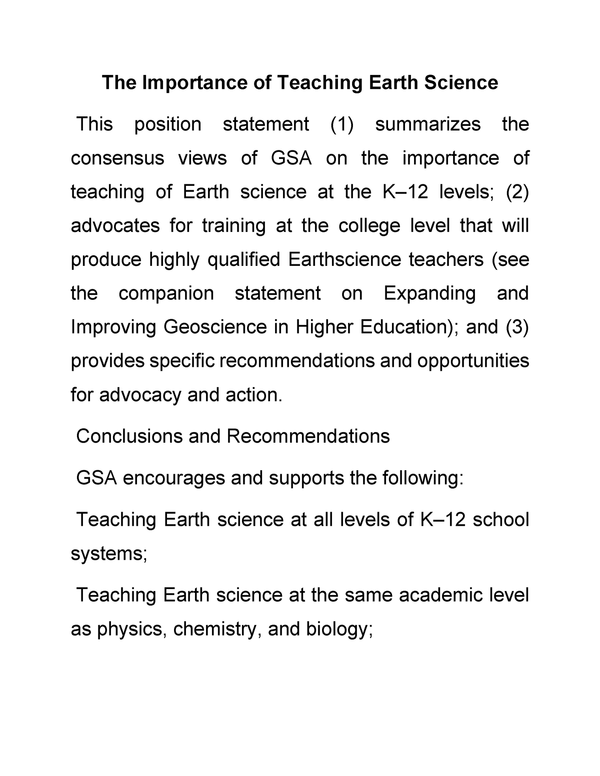 importance of earth science essay