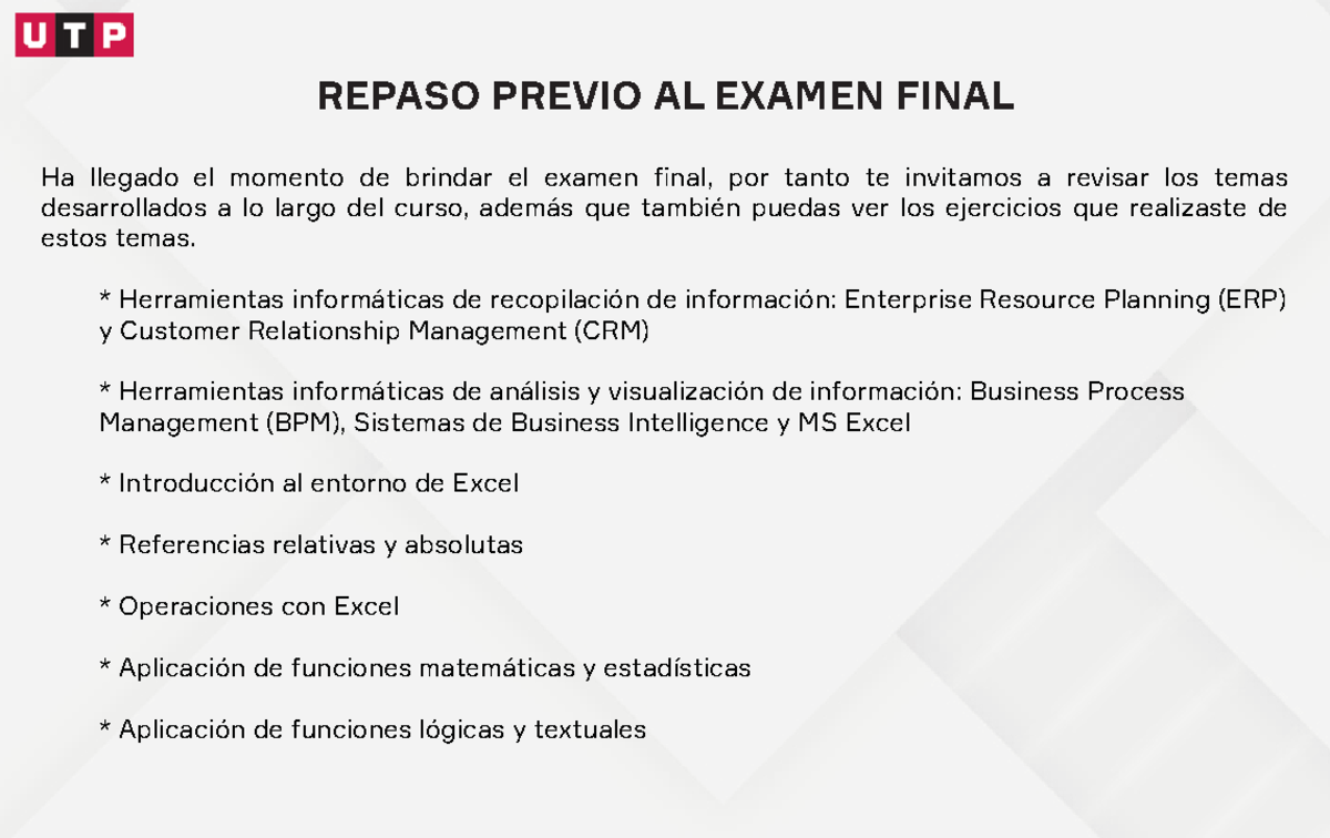 Semana 18 - PDF - Repaso Previo Al Examen Final - REPASO PREVIO AL ...