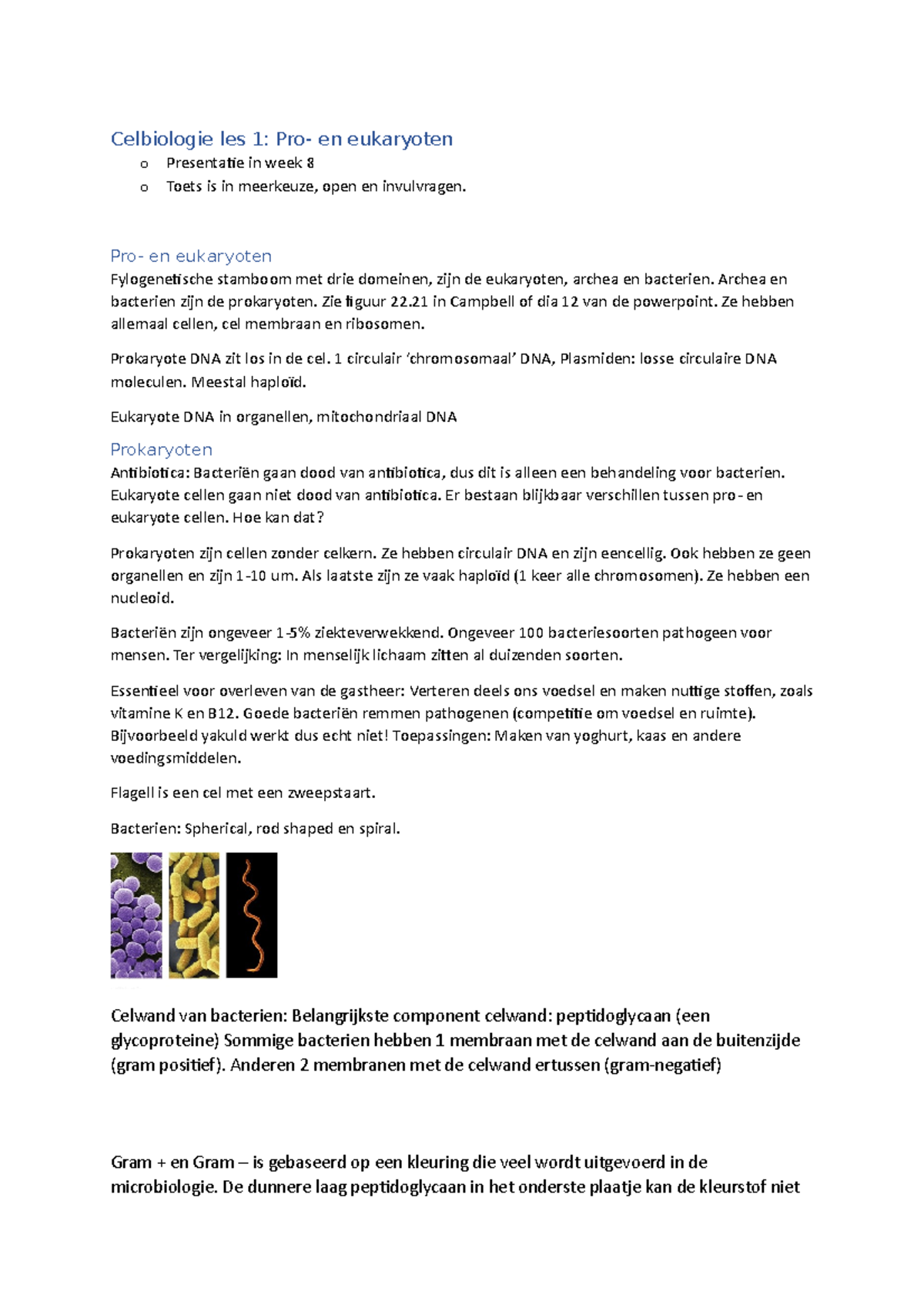 Celbiologie Samenvatting Van Les 1, Lifesciences - Celbiologie Les 1 ...