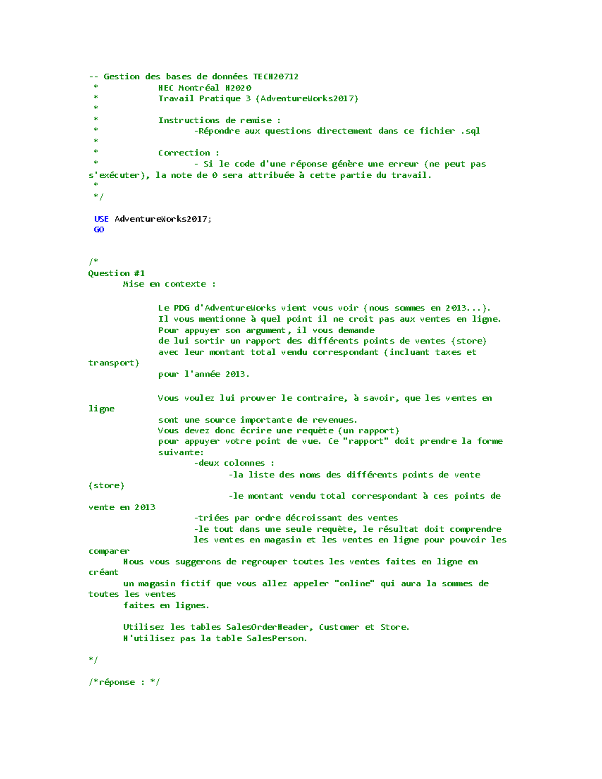 Gestion des bases de données TECH20712 tp3 sans corrigé - Gestion des ...