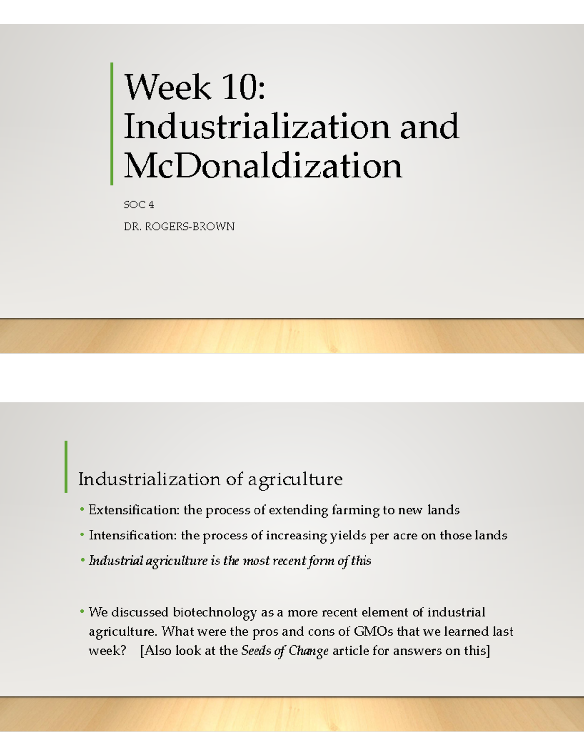 Lecture Week 10 Industrialization continued - Week 10 ...