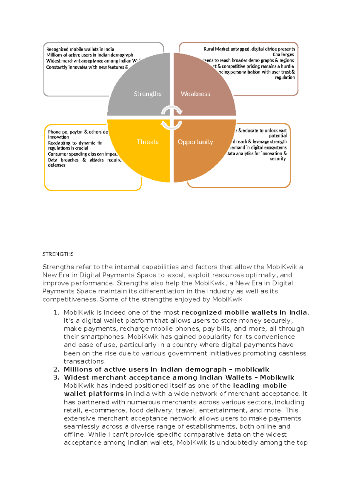 Swot - research papers - STRENGTHS Strengths refer to the internal ...