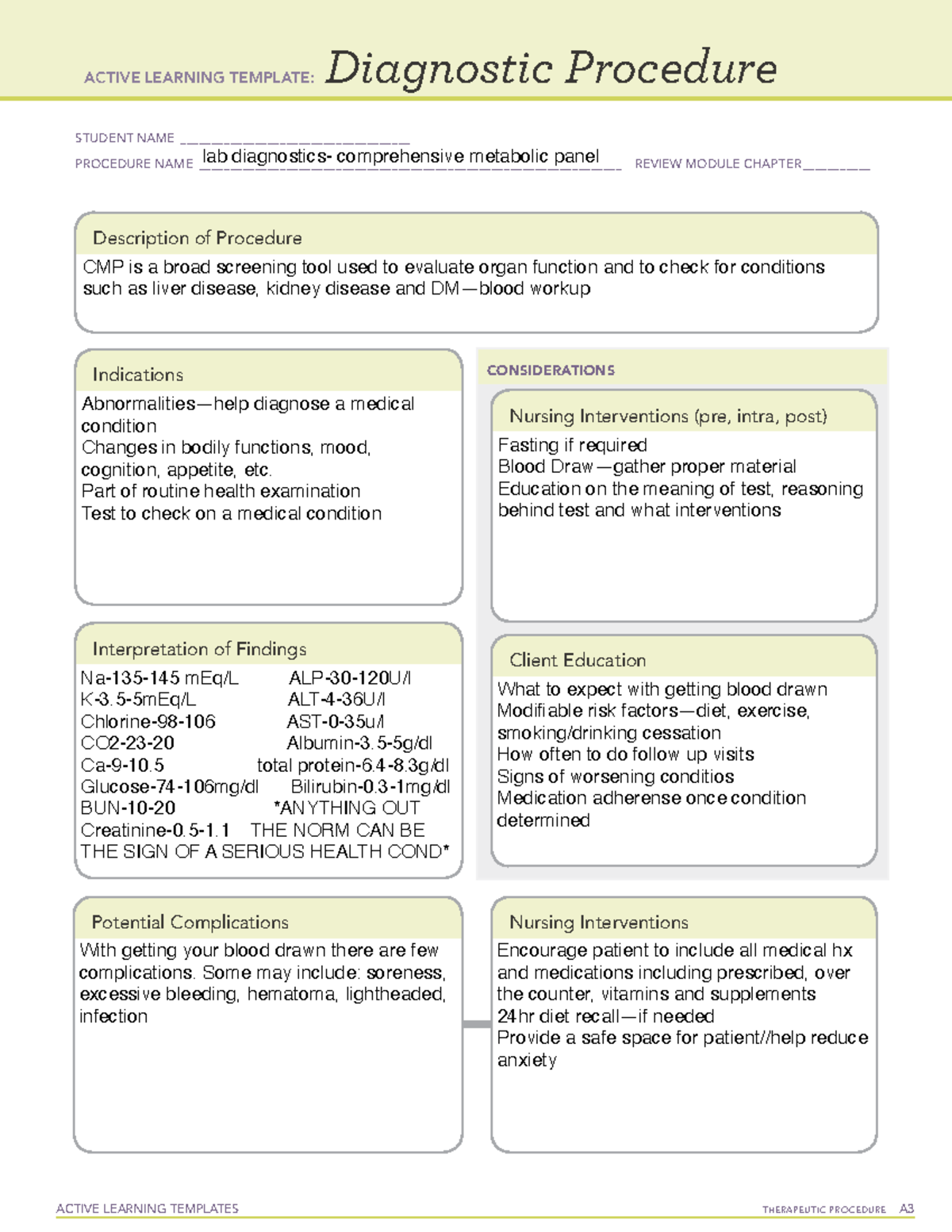 Diagnostic Procedure - Cmp Ati Template - Active Learning Templates 