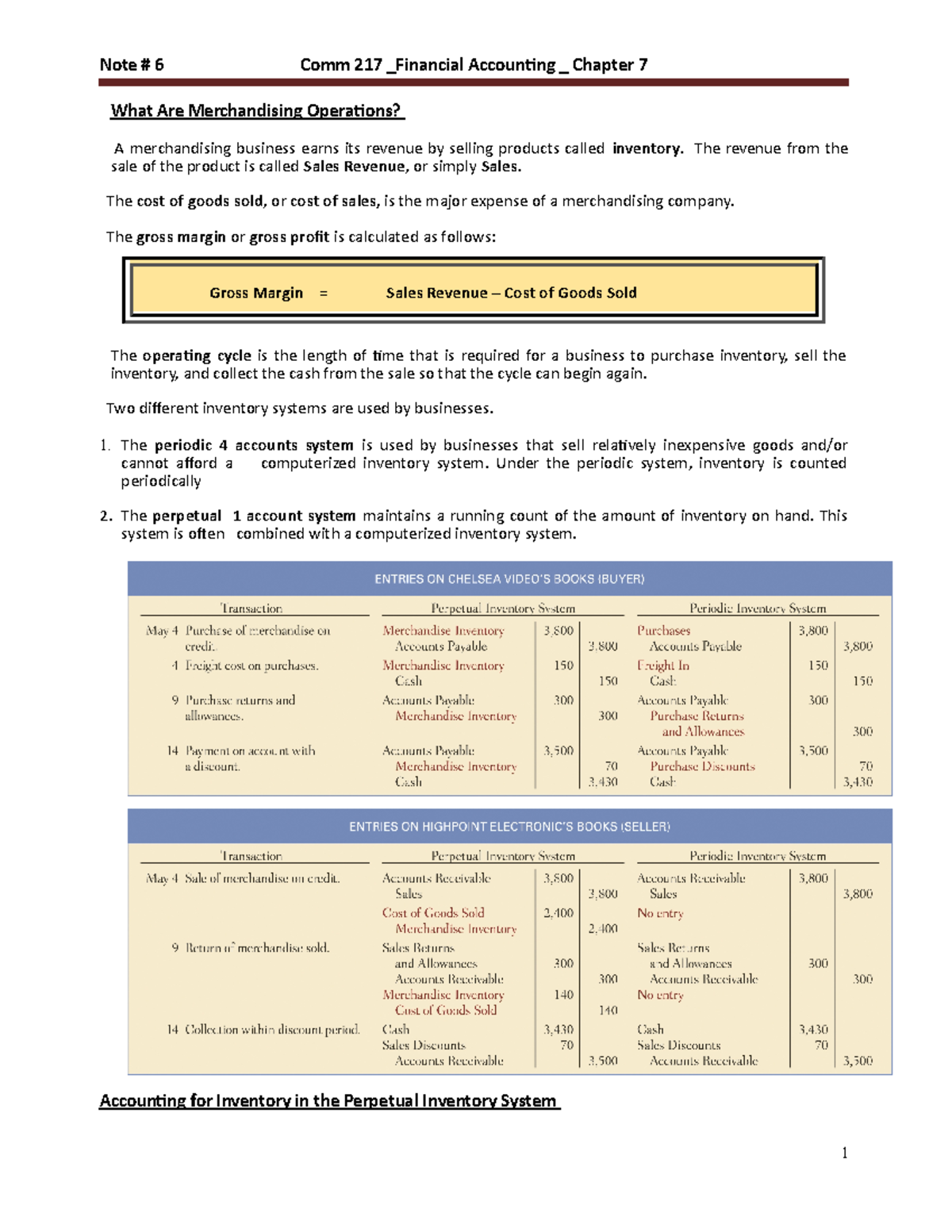 Week 6 Comm 217 Ch 7 - Chp 6 - What Are Merchandising Operations? A ...