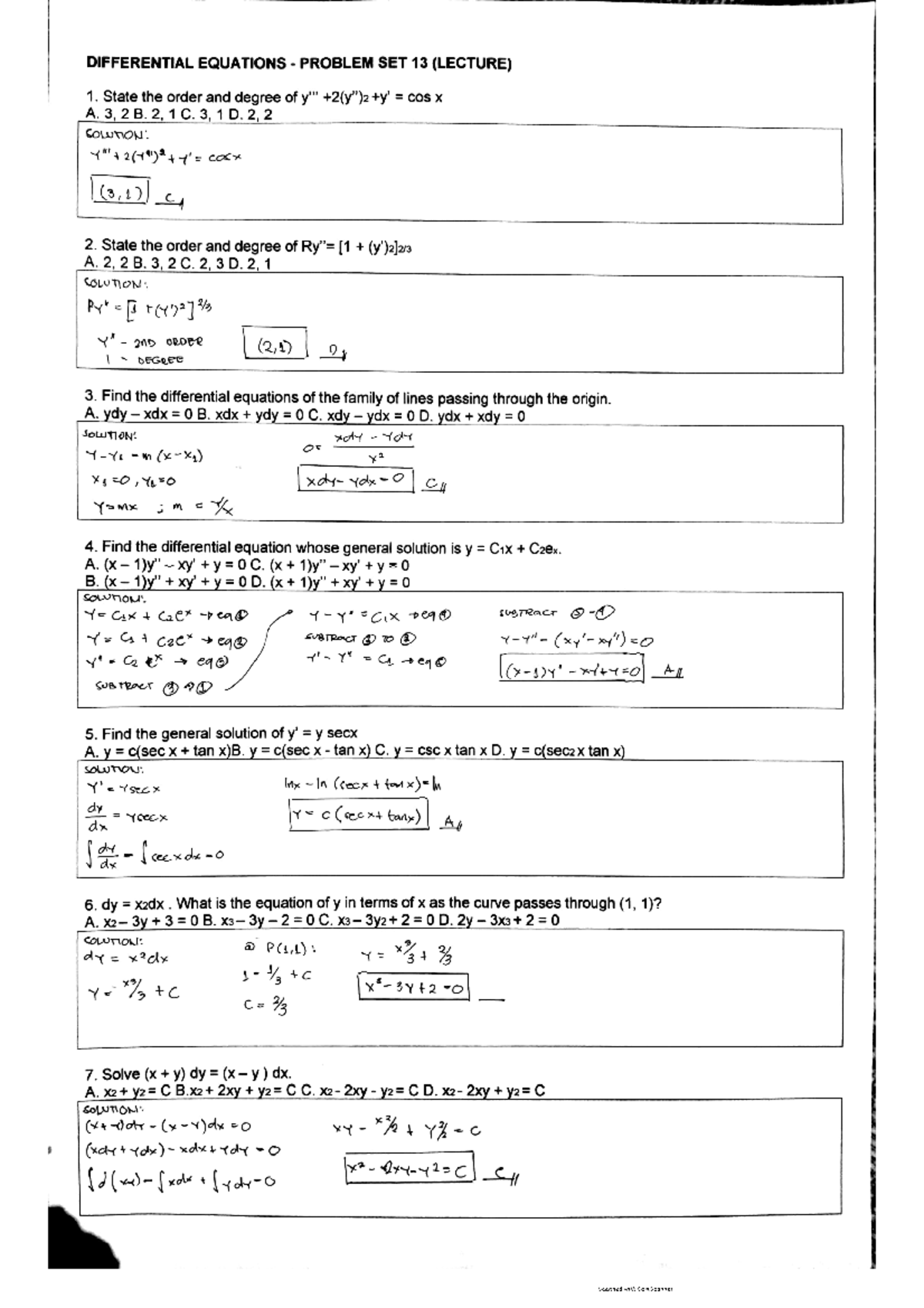 Differential Equations- Problem Set 13 Lecture - BS Electrical ...