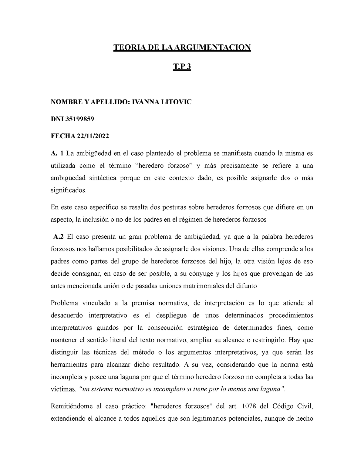 Teoria De La Argumentacion Tp Il Teoria De La Argumentacion T