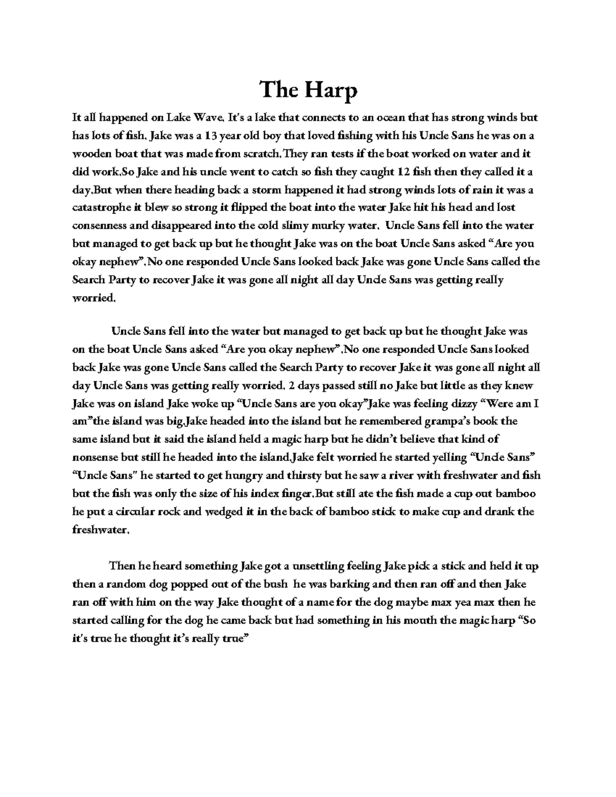 Malaki Andrade Harris Burdick Story The Harp It all happened