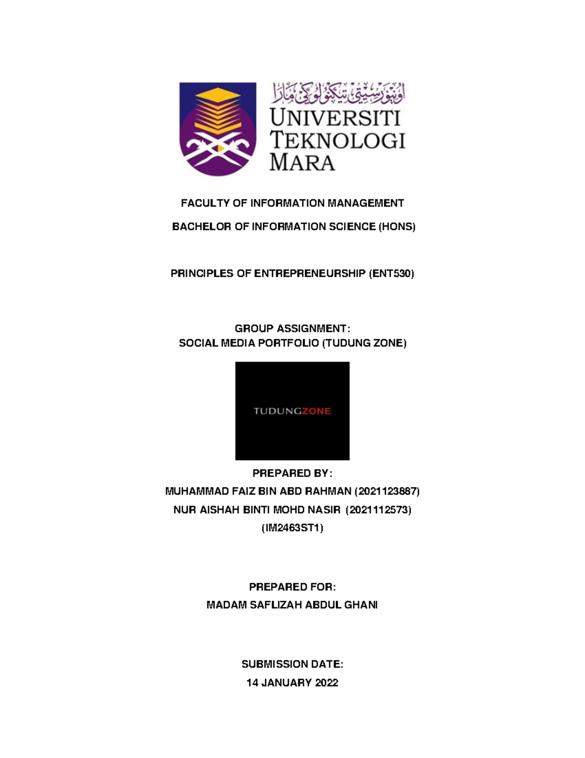 Social Media Portfolio Report - Tudung ZONE - FACULTY OF INFORMATION ...