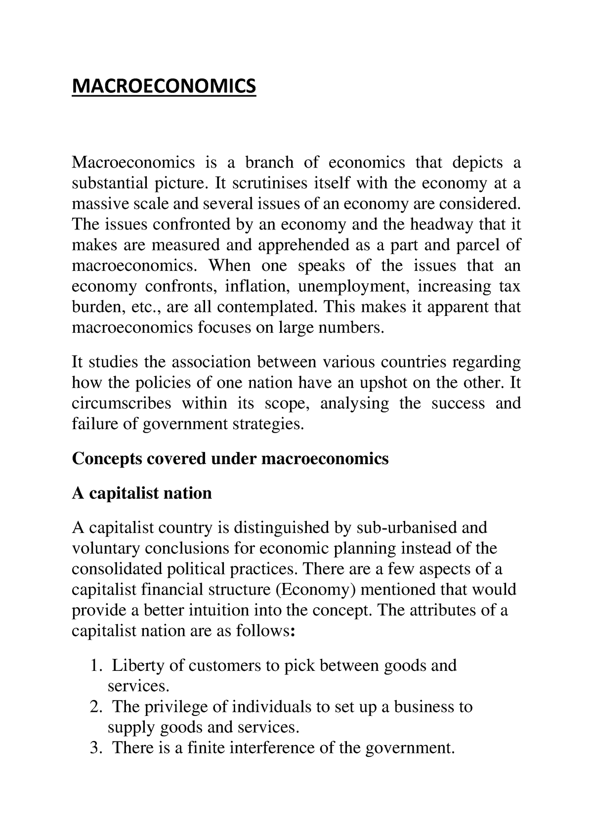 write an essay on macroeconomics