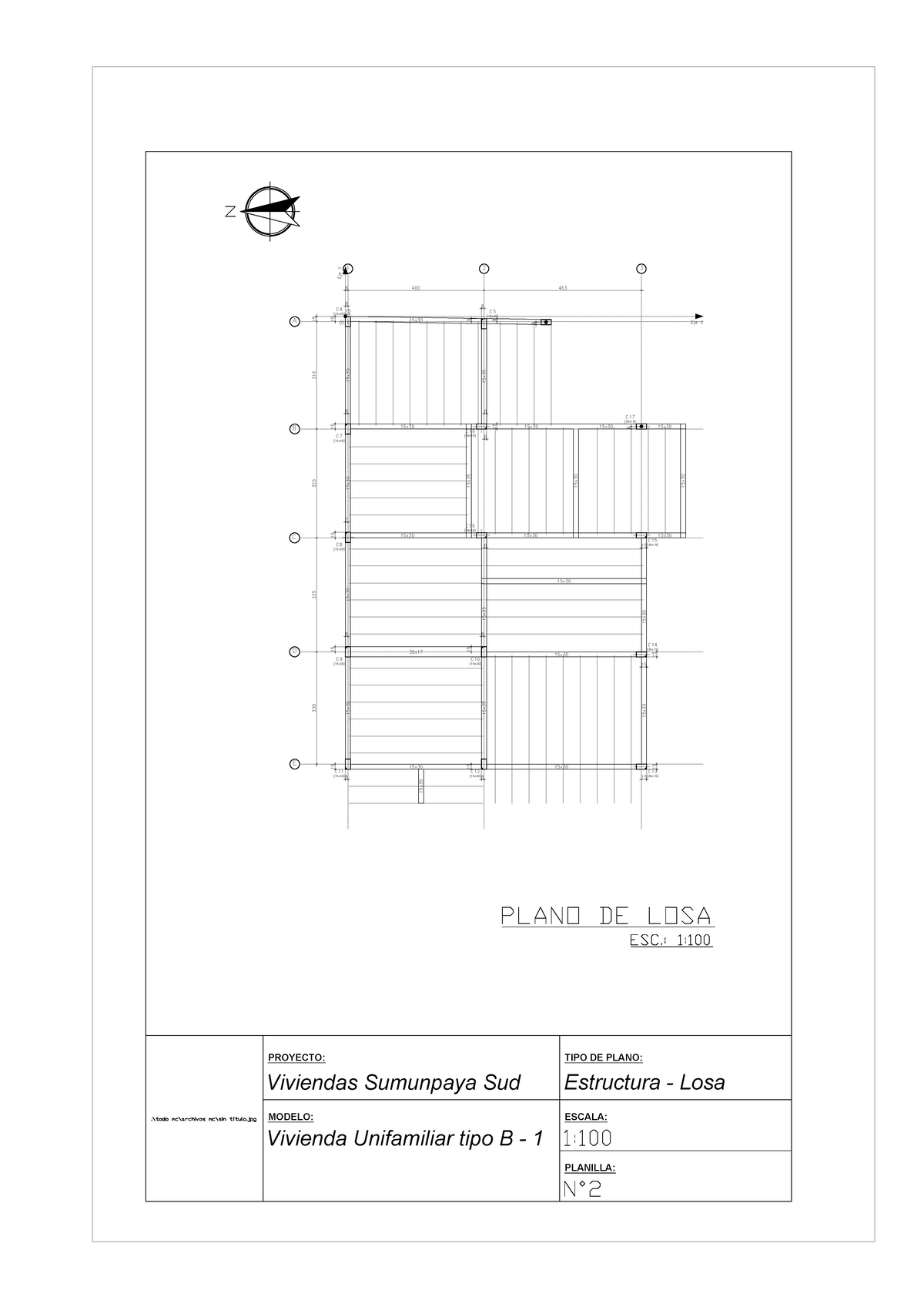 LOSA B-1 - LOSA - PROYECTO: Viviendas Sumunpaya Sud TIPO DE PLANO ...