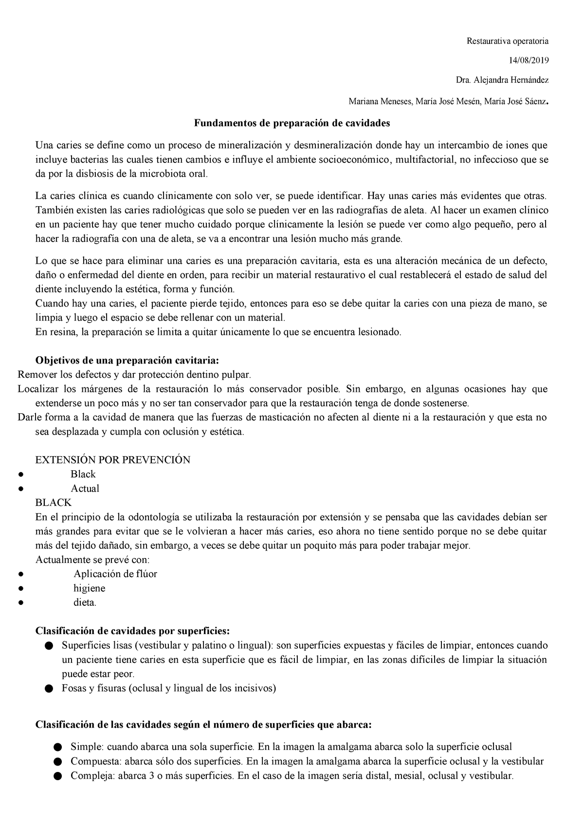 2 Fundamentos De Preparacion De Cavidades Restaurativa Operatoria Dra Alejandra Studocu