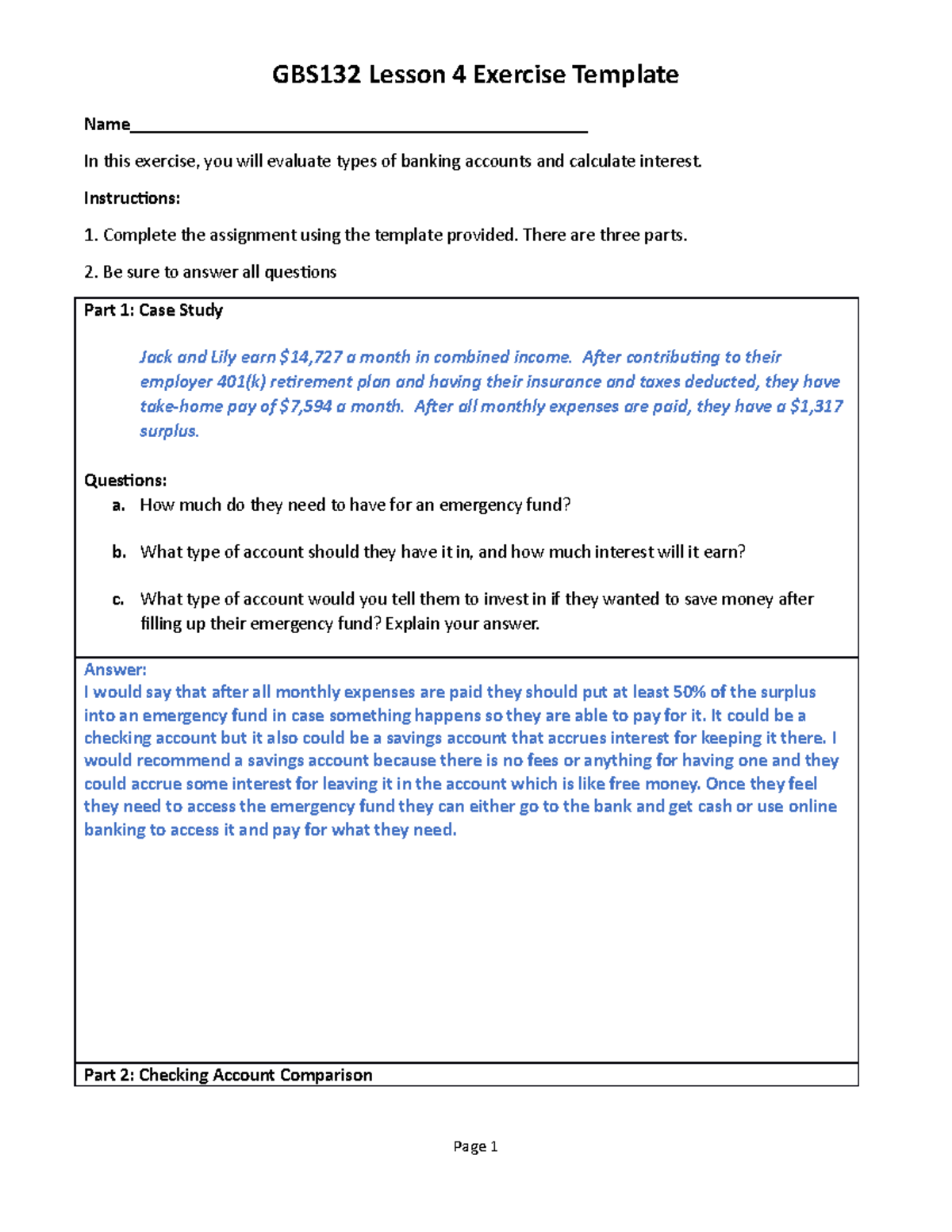 GBS132 Lesson 4 Exercise Template Final - Name In this exercise, you ...