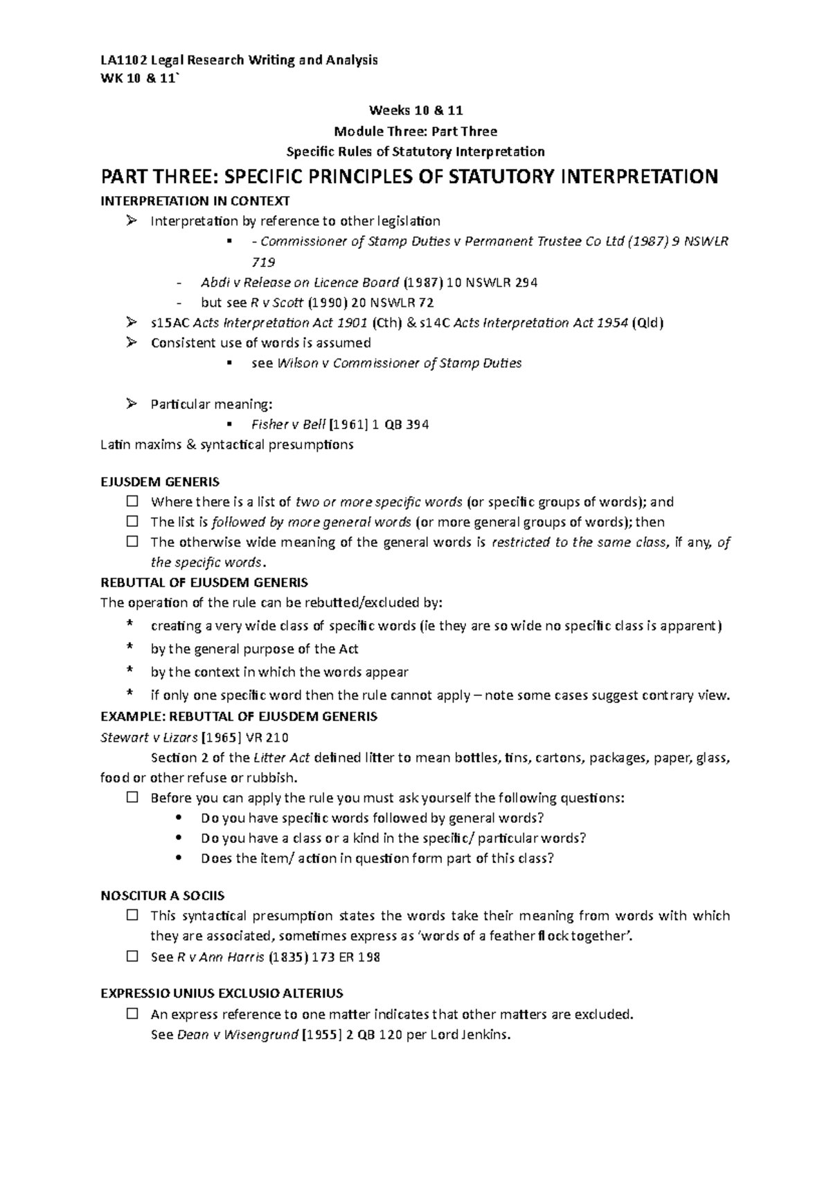 WK 10 & 11 - Week 10 and 11 summary notes - LA1102:03 - JCU - Studocu