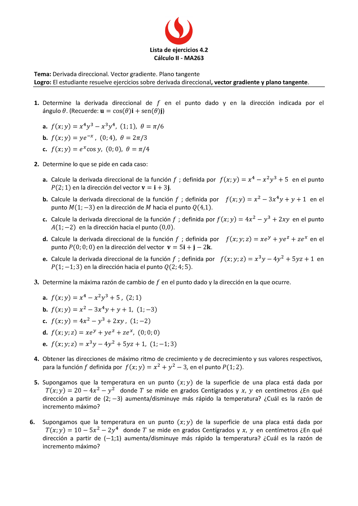 Sesión 4.2 Lista De Ejercicios Sobre Derivadas - Lista De Ejercicios 4 ...