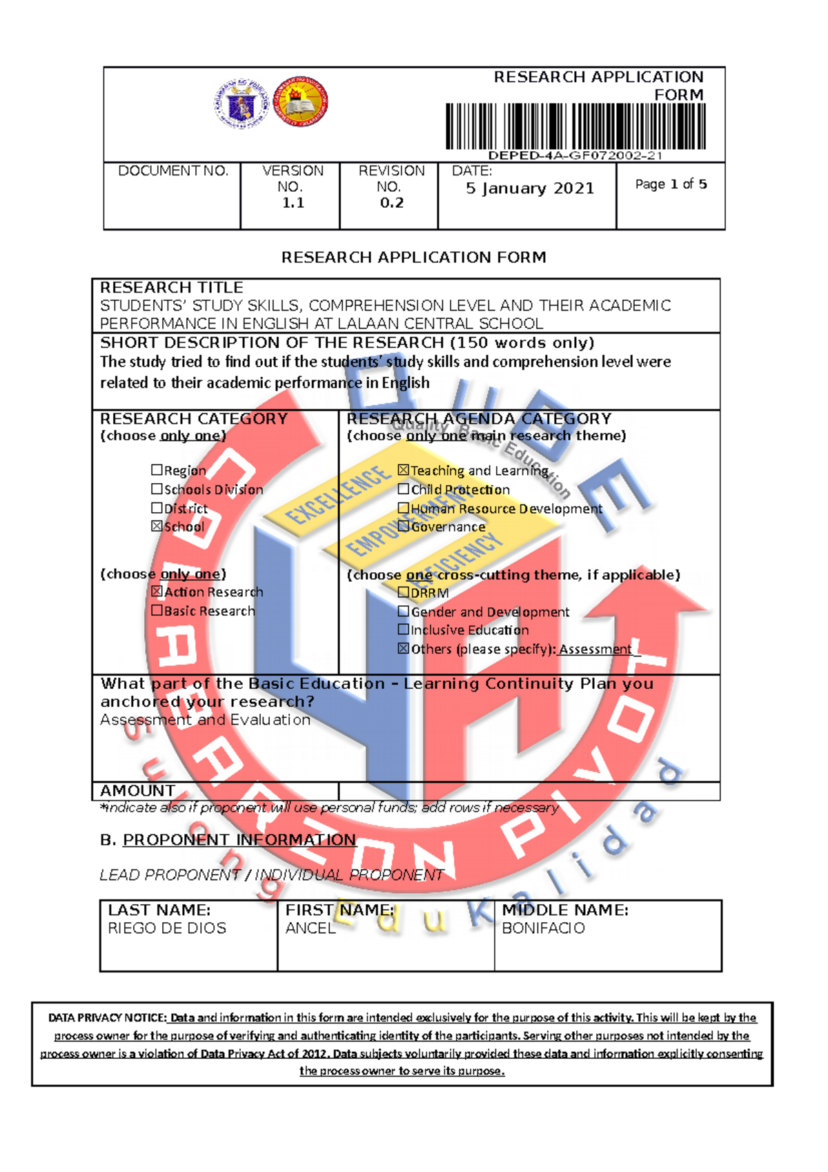 research allowance application form 2021