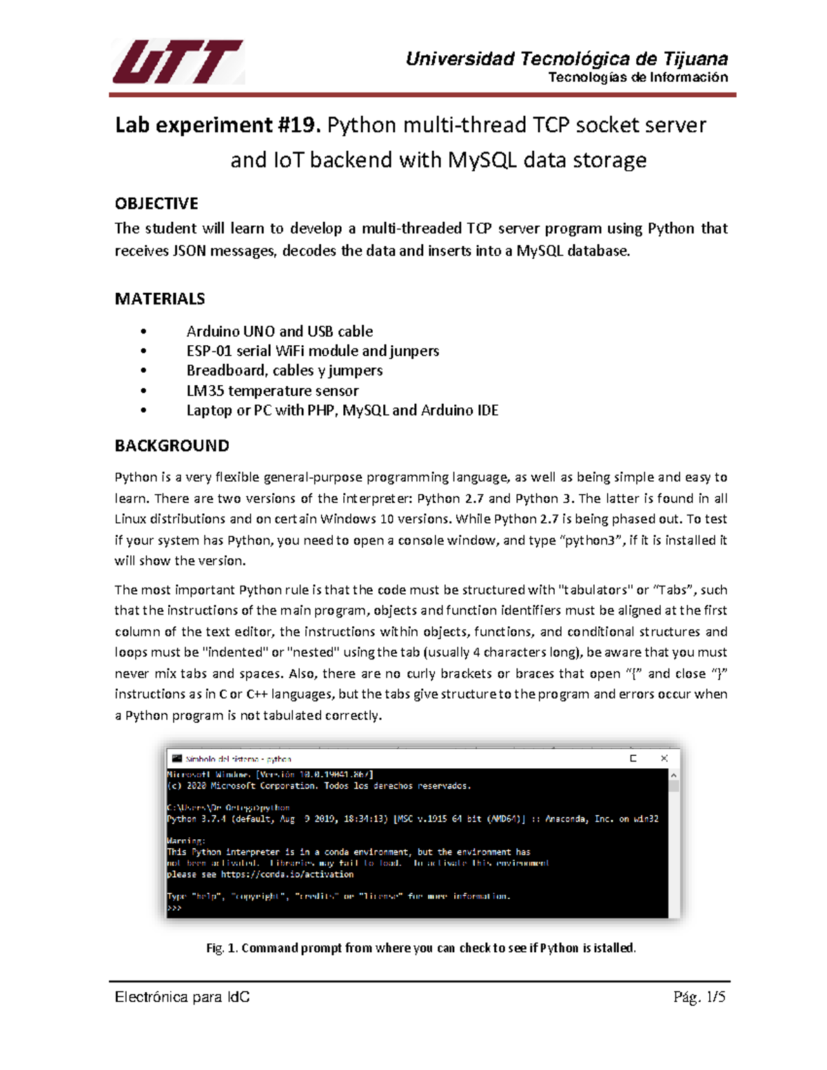 LE19 Python TCP Server Mysql - Tecnologías de Información Lab ...