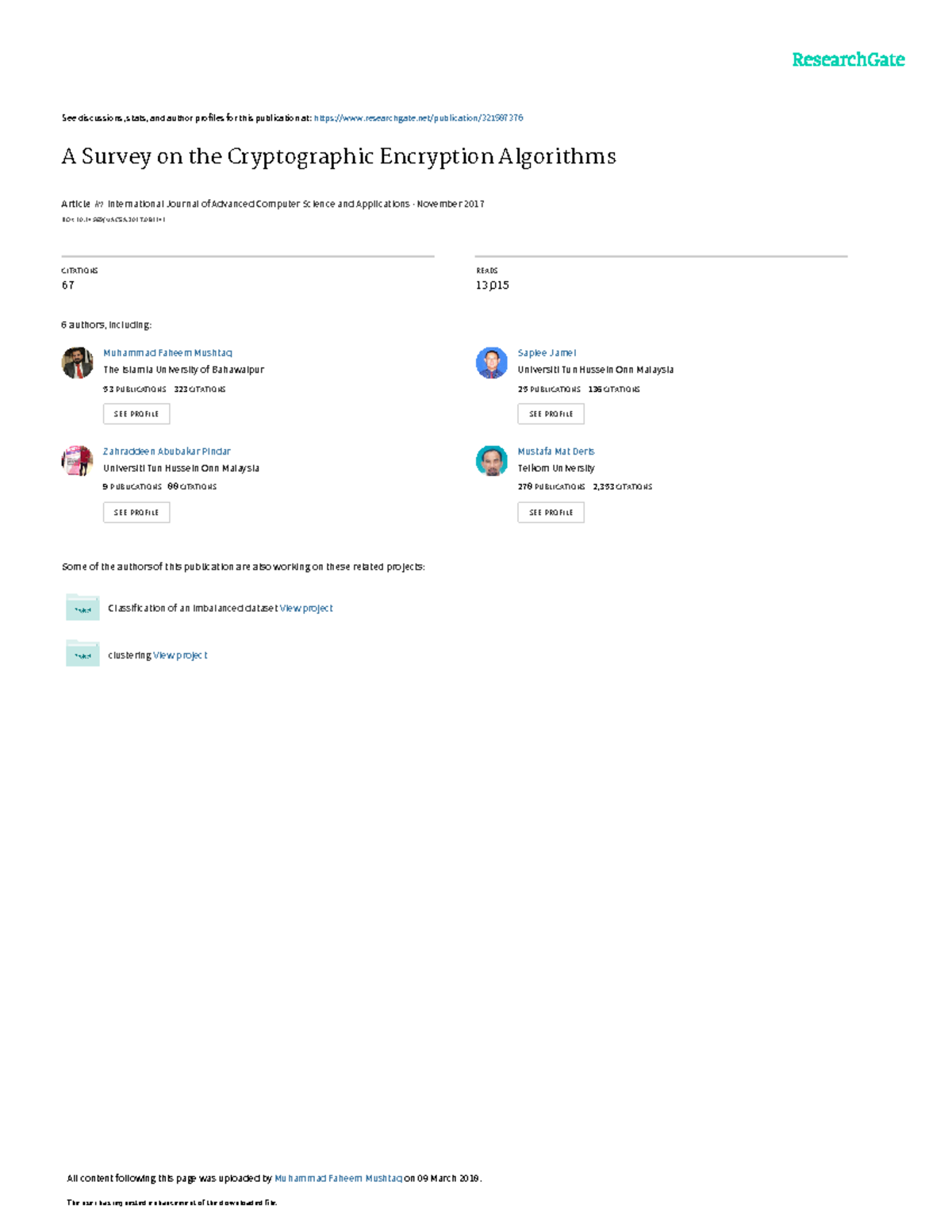 A Survey on the Cryptographic Encryption Algorithm - See discussions ...