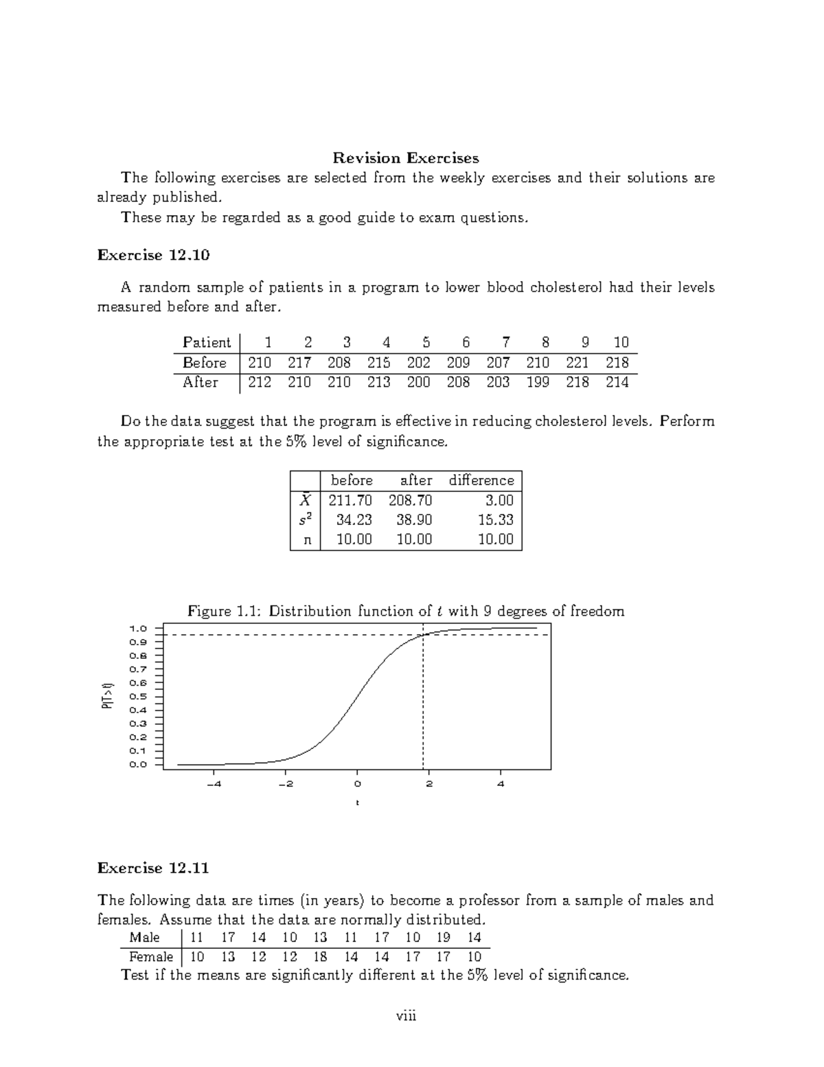STAT100 Revision exercises - Revision Exercises The following exercises ...