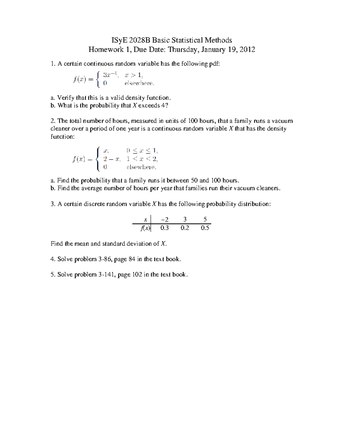 Homework 1 - ISyE 2028B Basic Statistical Methods Homework 1, Due Date ...