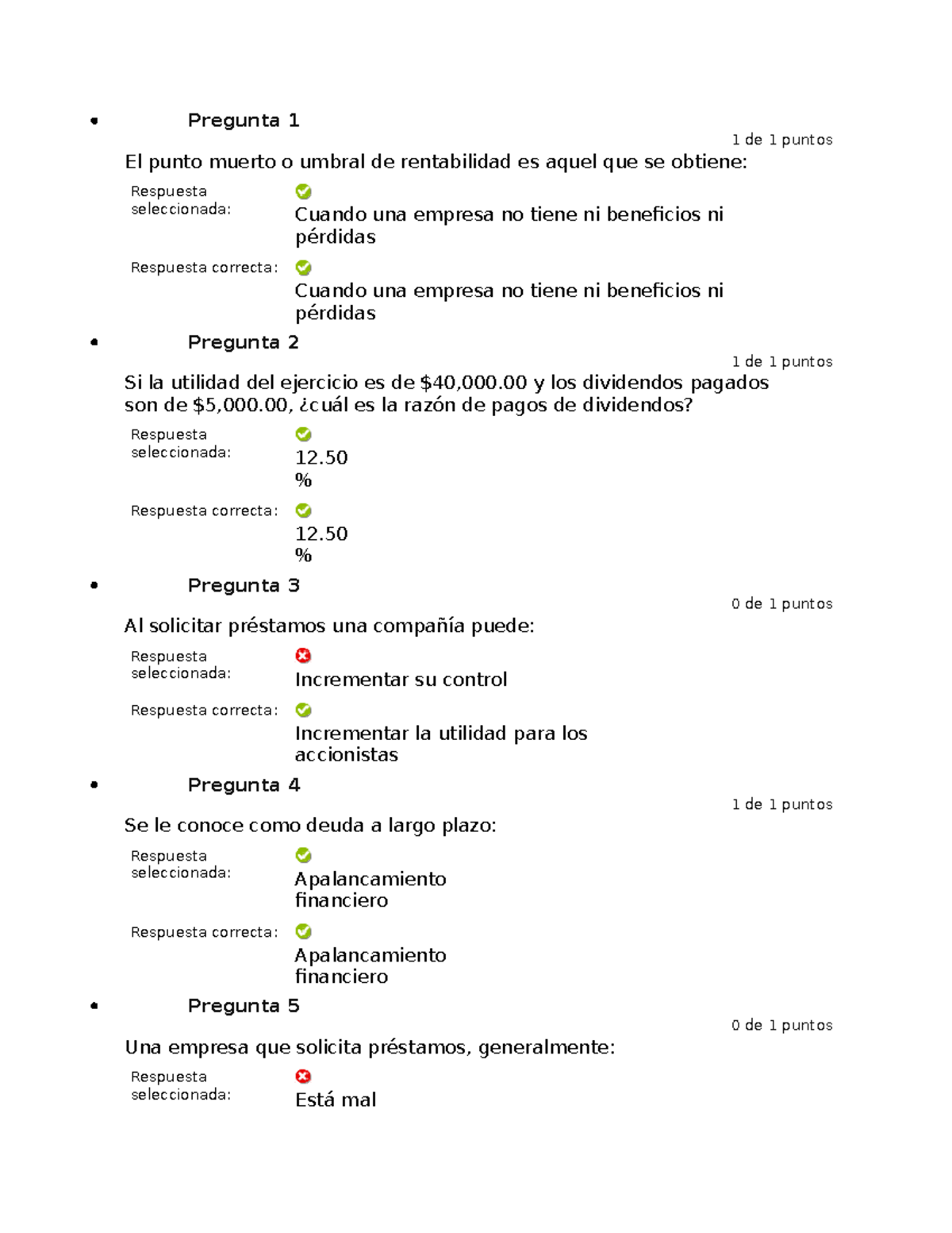 Actividad 9 Automatizada - Pregunta 1 1 De 1 Puntos El Punto Muerto O ...