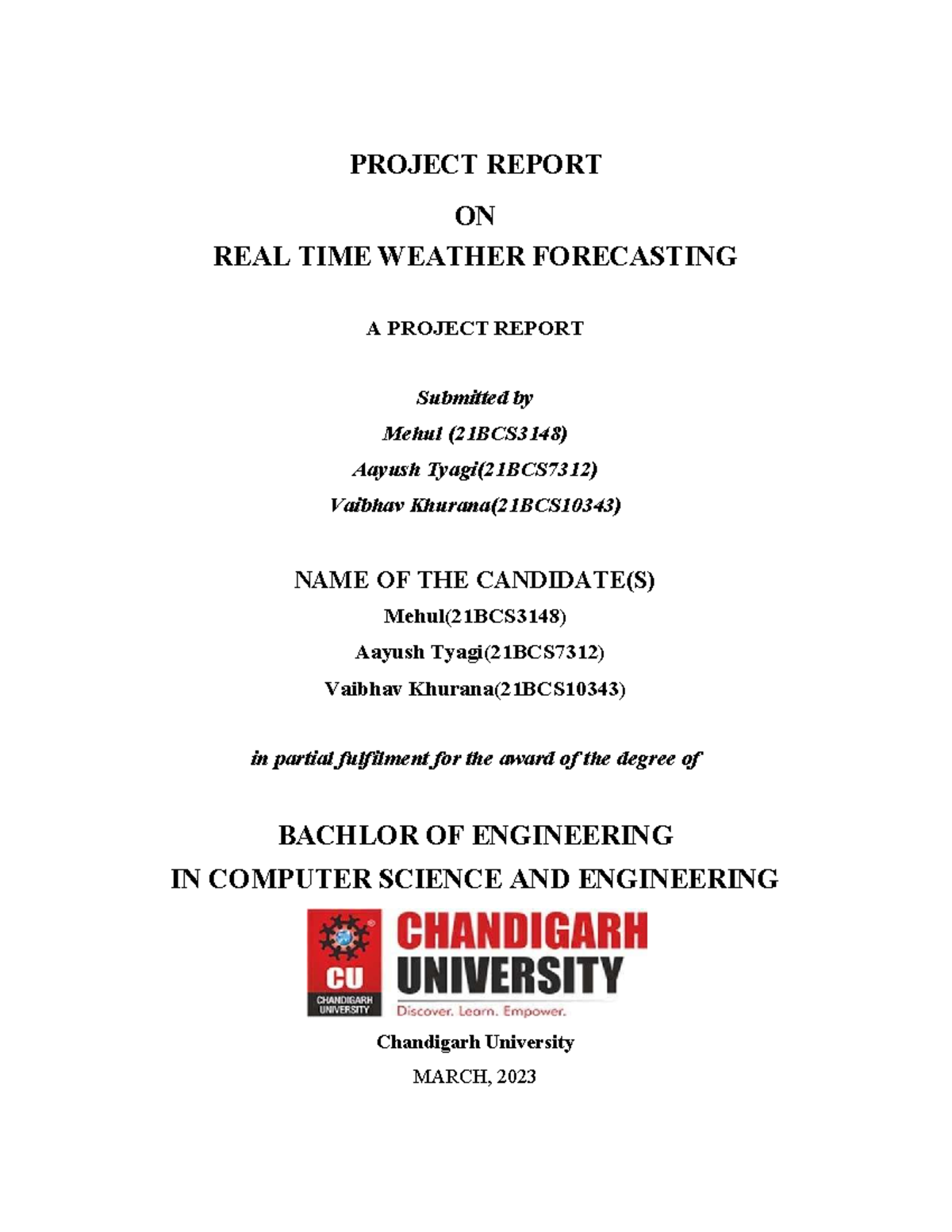 Phase 1 Mailed - project report - PROJECT REPORT ON REAL TIME WEATHER ...