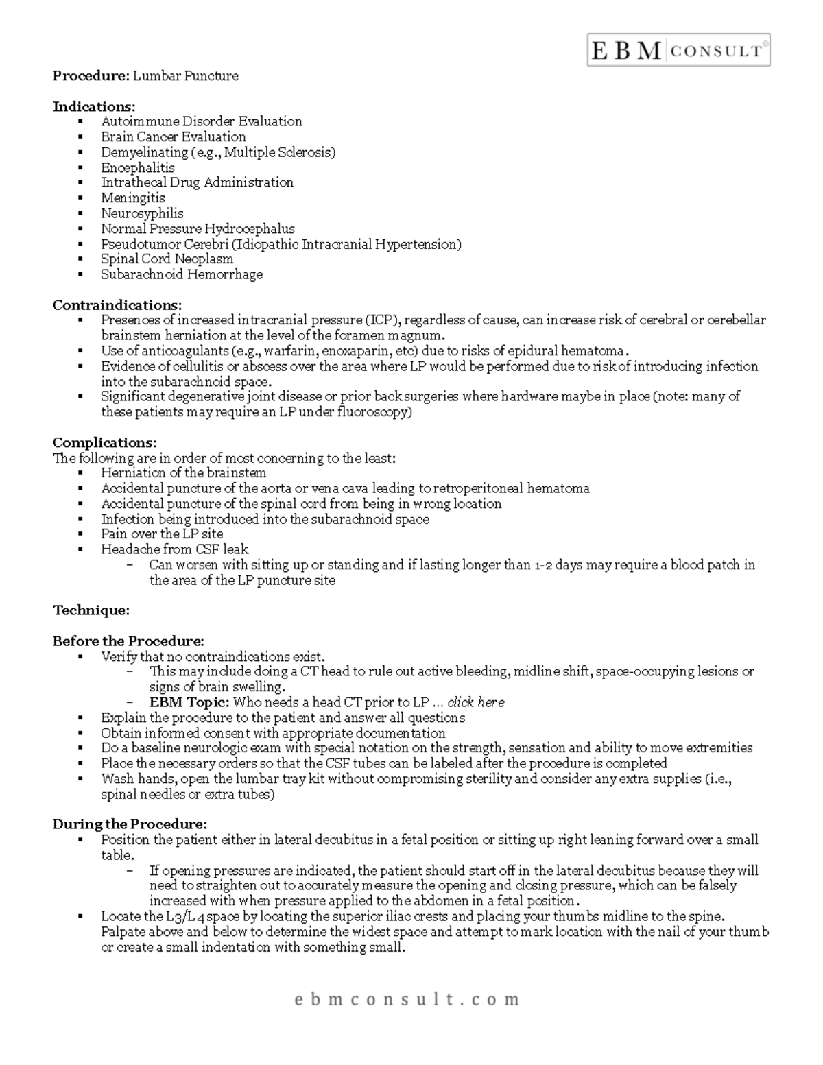 [91.6 KB] Lumbar Puncture Adults Handout - Procedure: Lumbar Puncture ...