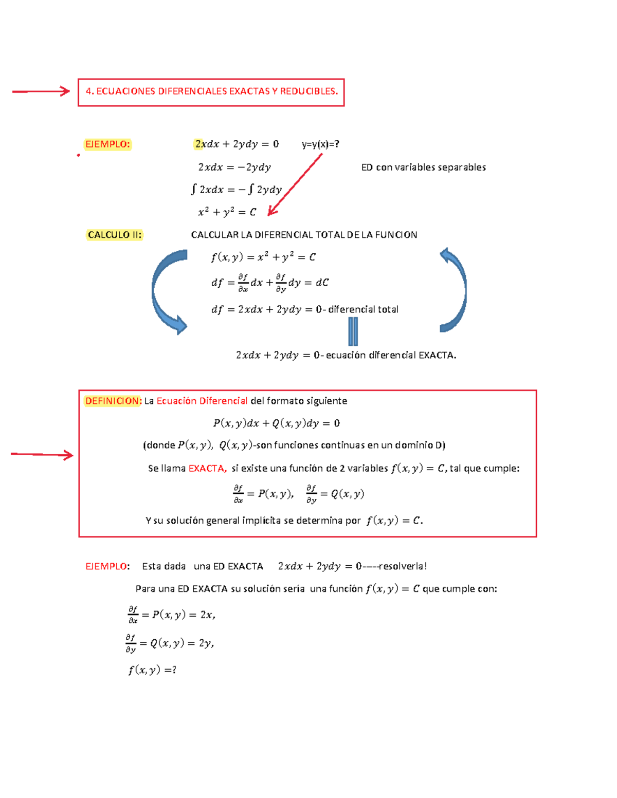 ED Clase 12 Exactas 2021 - 4. ECUACIONES DIFERENCIALES EXACTAS Y ...