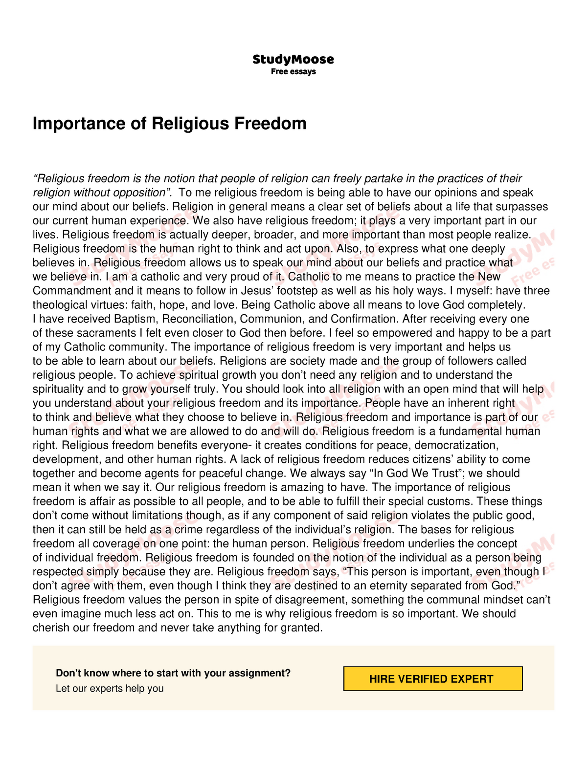 essays on freedom of religion