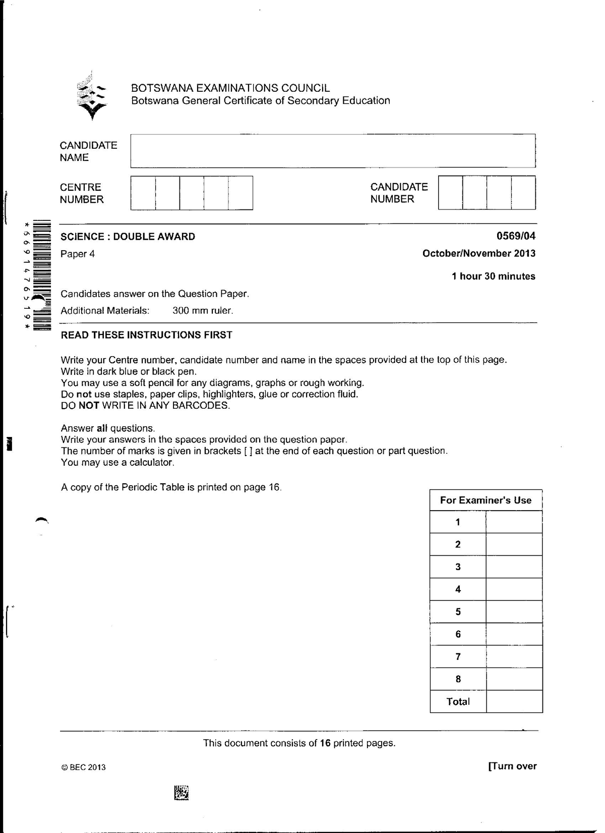 Bgcse SDA Paper 4 2013 - introductory to mathematics - Studocu