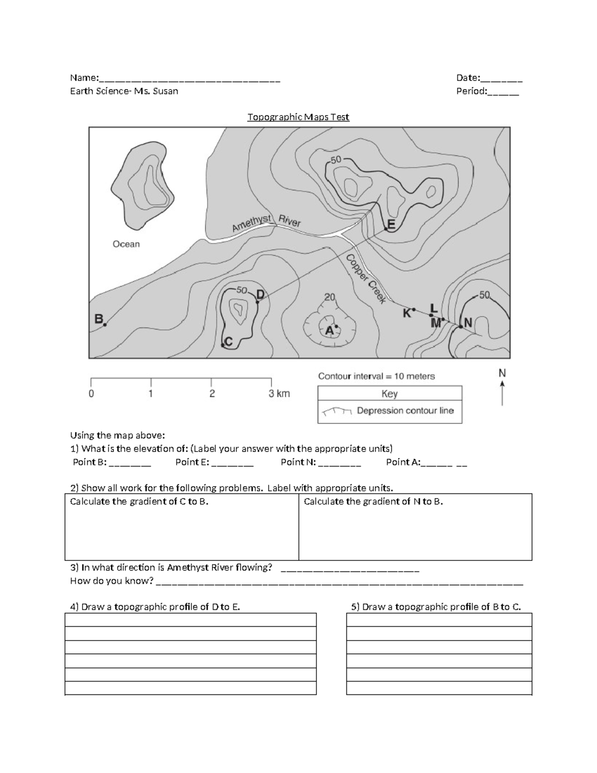 Topographic Maps Test - It is base on the maps - Name