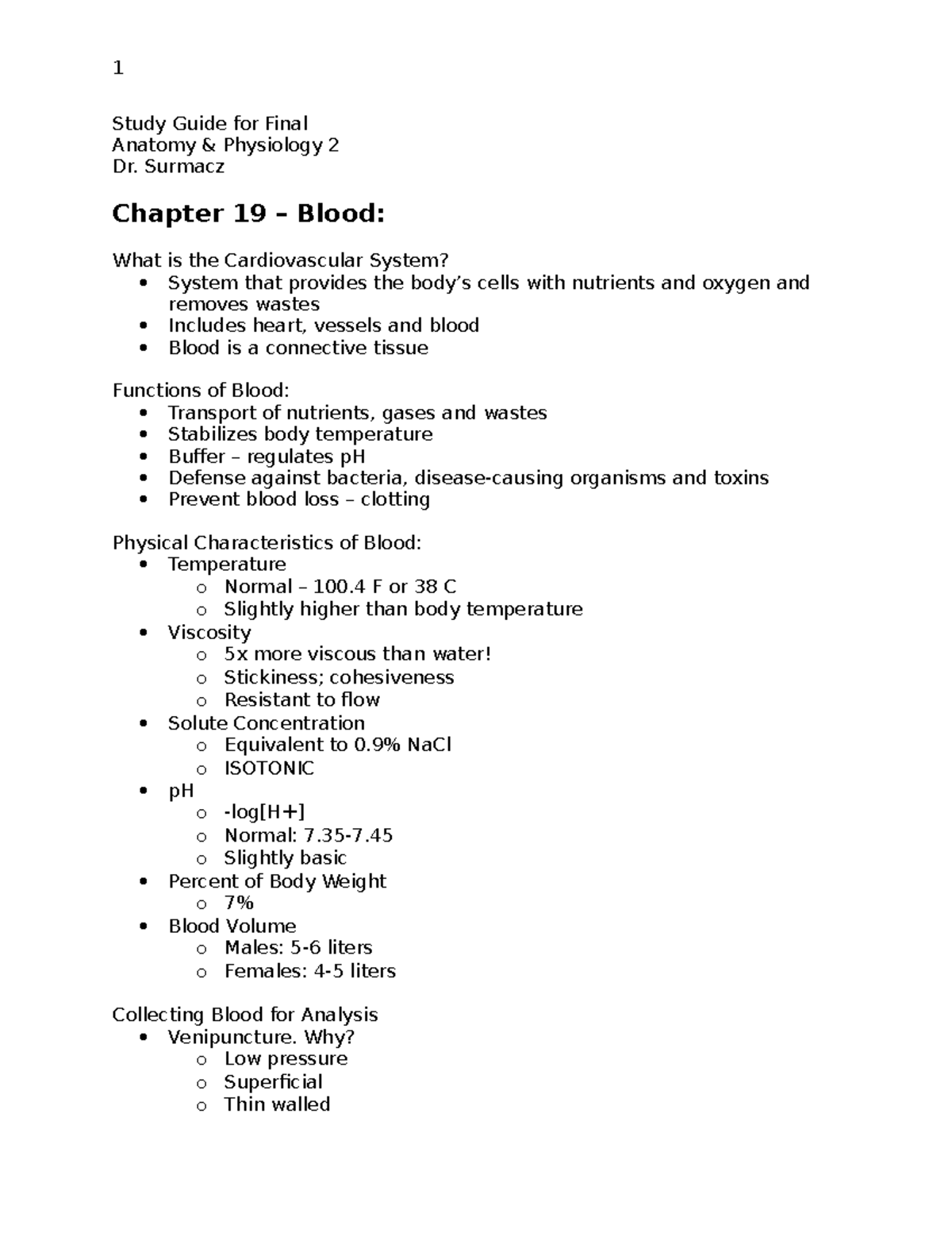 Study Guide For Final - Study Guide For Final Anatomy & Physiology 2 Dr ...