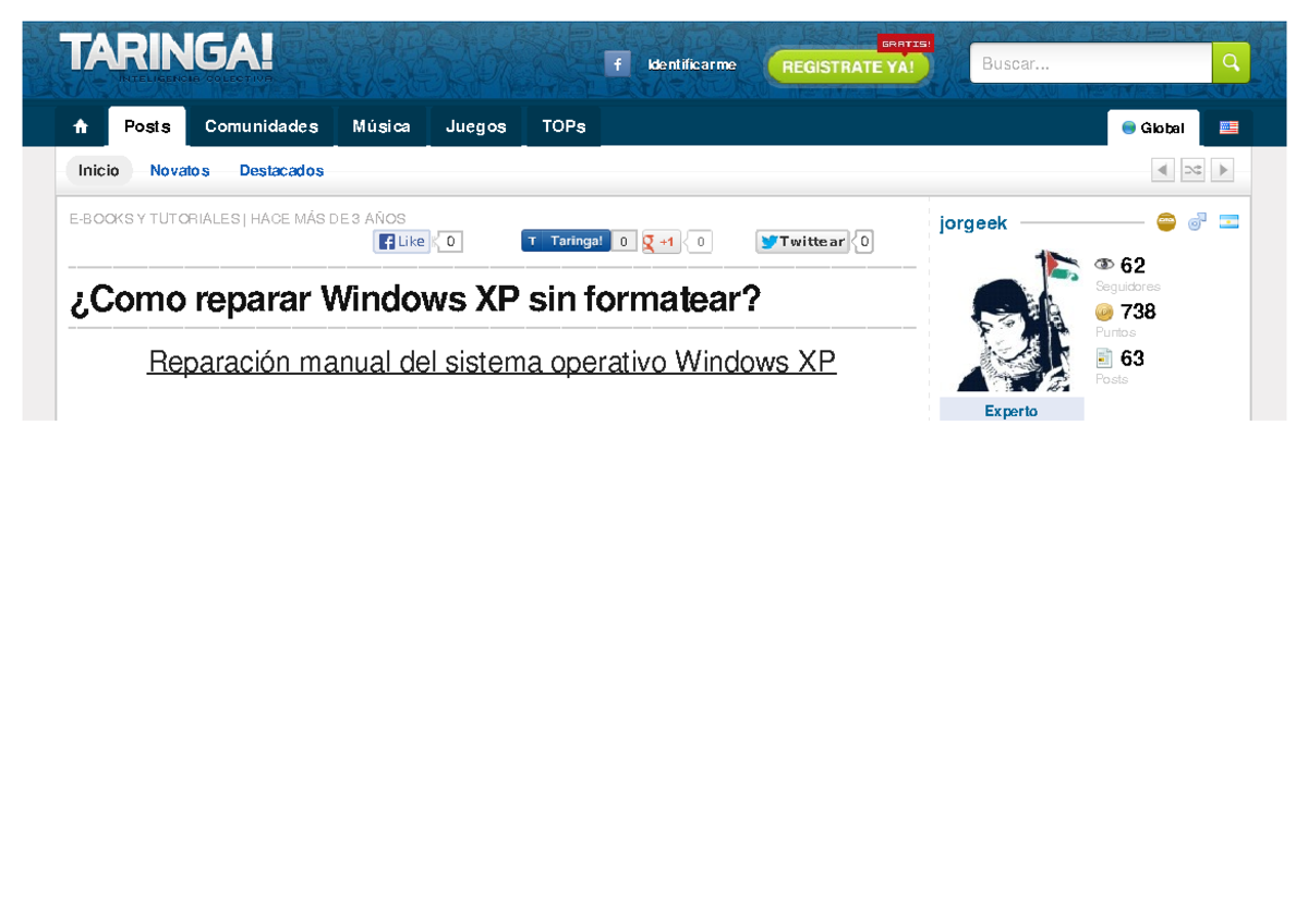Como reparar Windows XP sin formatear - Inicio Novatos Destacados ¿Como