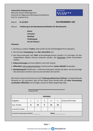 Lösungen Materialwirtschaft - Lösungen zu den Übungsaufgaben BWL für