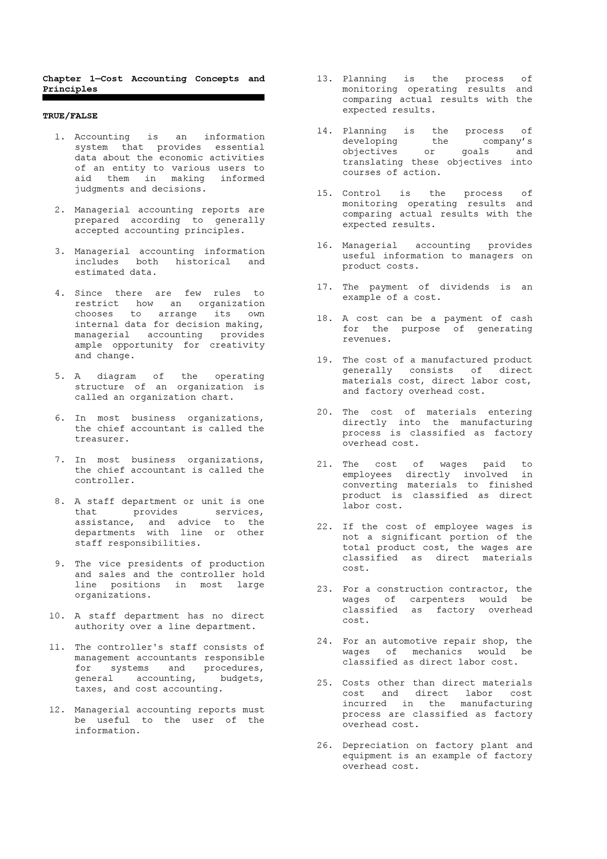 Ch 1 And 2 Cost Concept Lecture A Student - Chapter 1—Cost Accounting ...