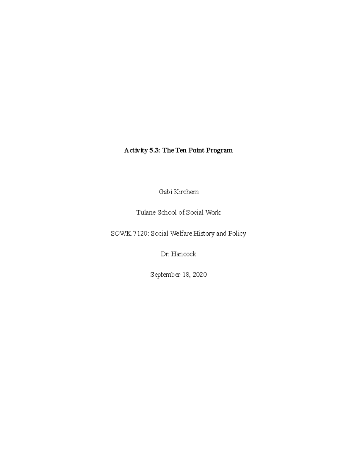 Activity 5.3: The Ten Point Program - Activity 5: The Ten Point Program ...