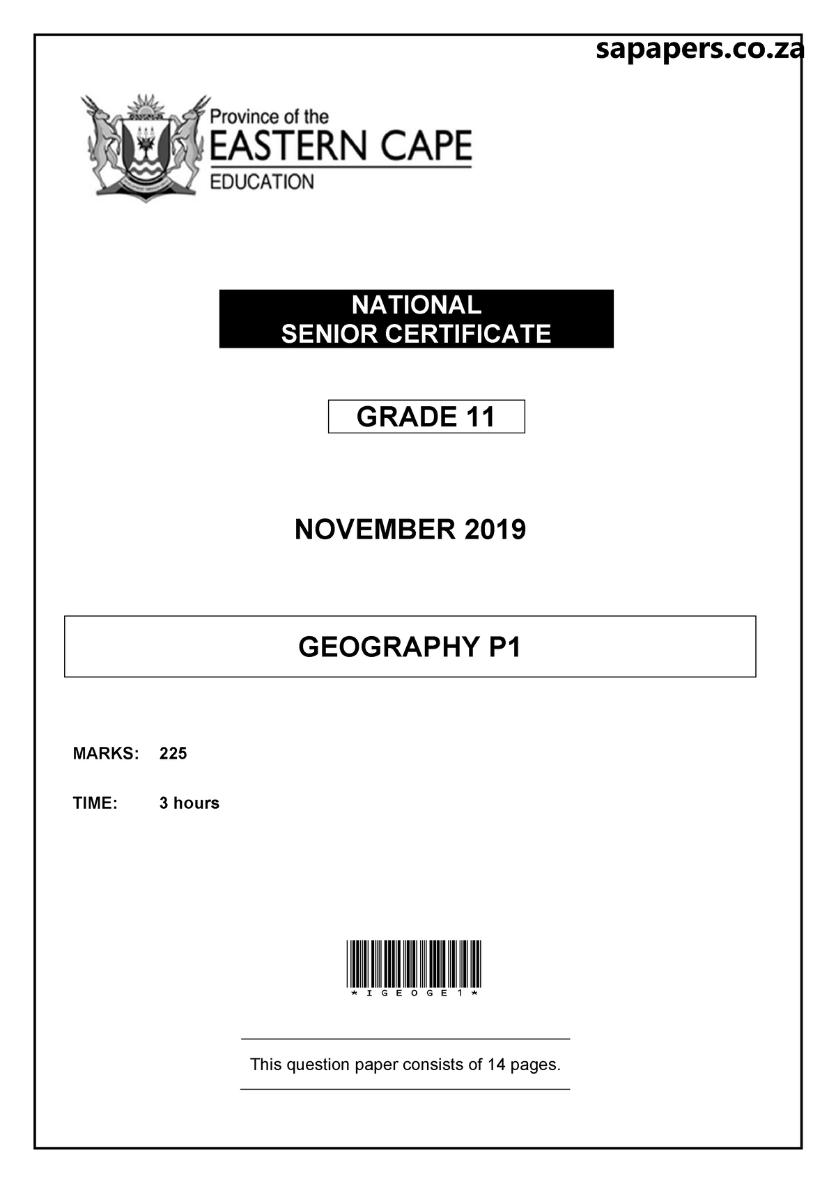 Geography P1 GR11 QP NOV2019 Eng D - NATIONAL SENIOR CERTIFICATE GRADE ...