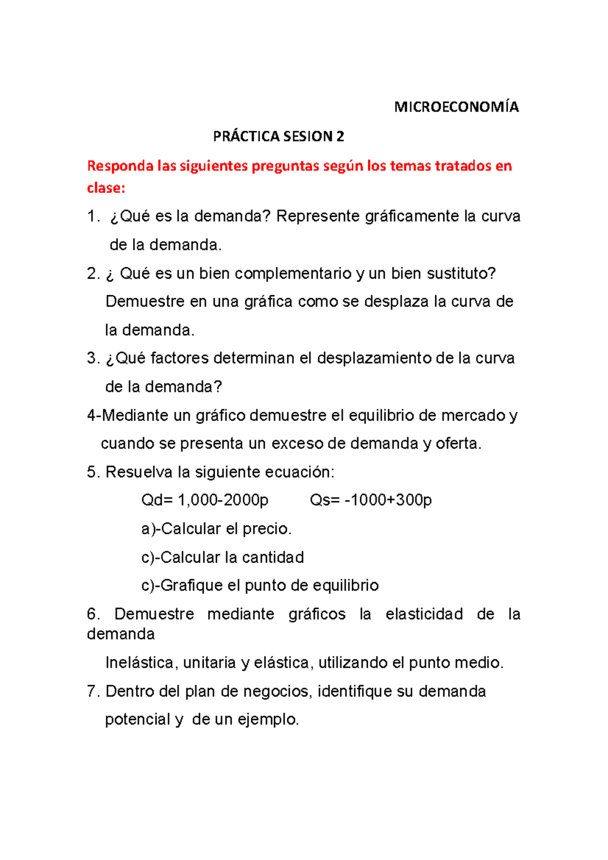 Practica Sesion 2 Microeconomia - MICROECONOMÍA PRÁCTICA SESION 2 ...