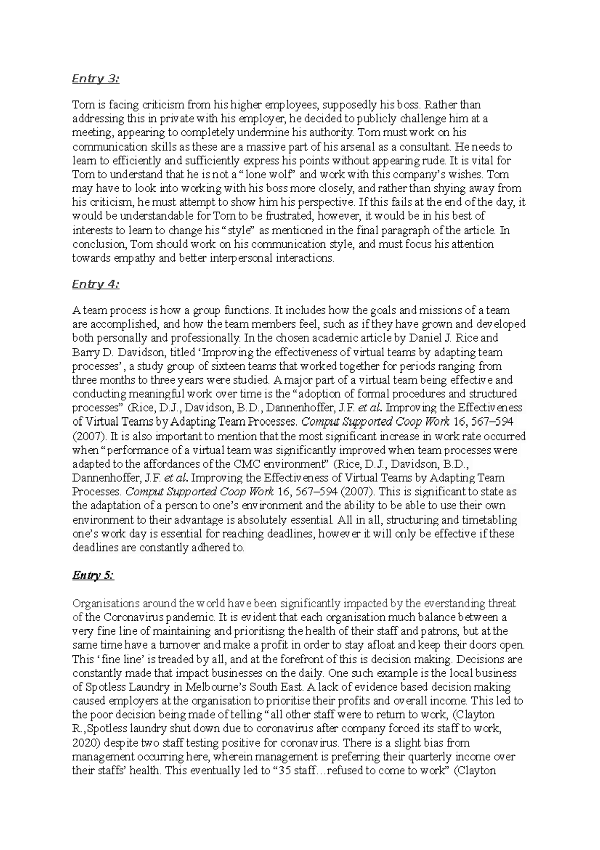 Learning Journal - Final Assessment - MGMT2721 - UNSW Sydney - Studocu